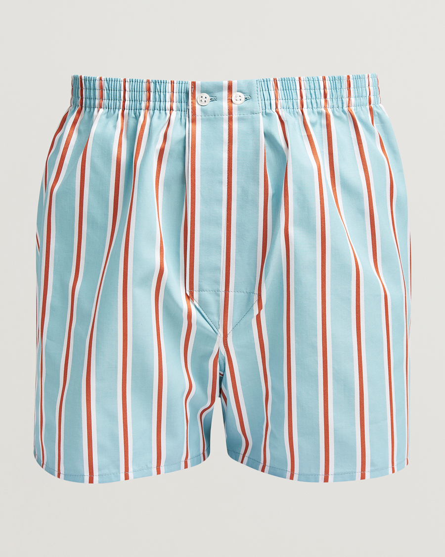 Heren | Ondergoed | Derek Rose | Classic Fit Woven Cotton Boxer Shorts Turquoise