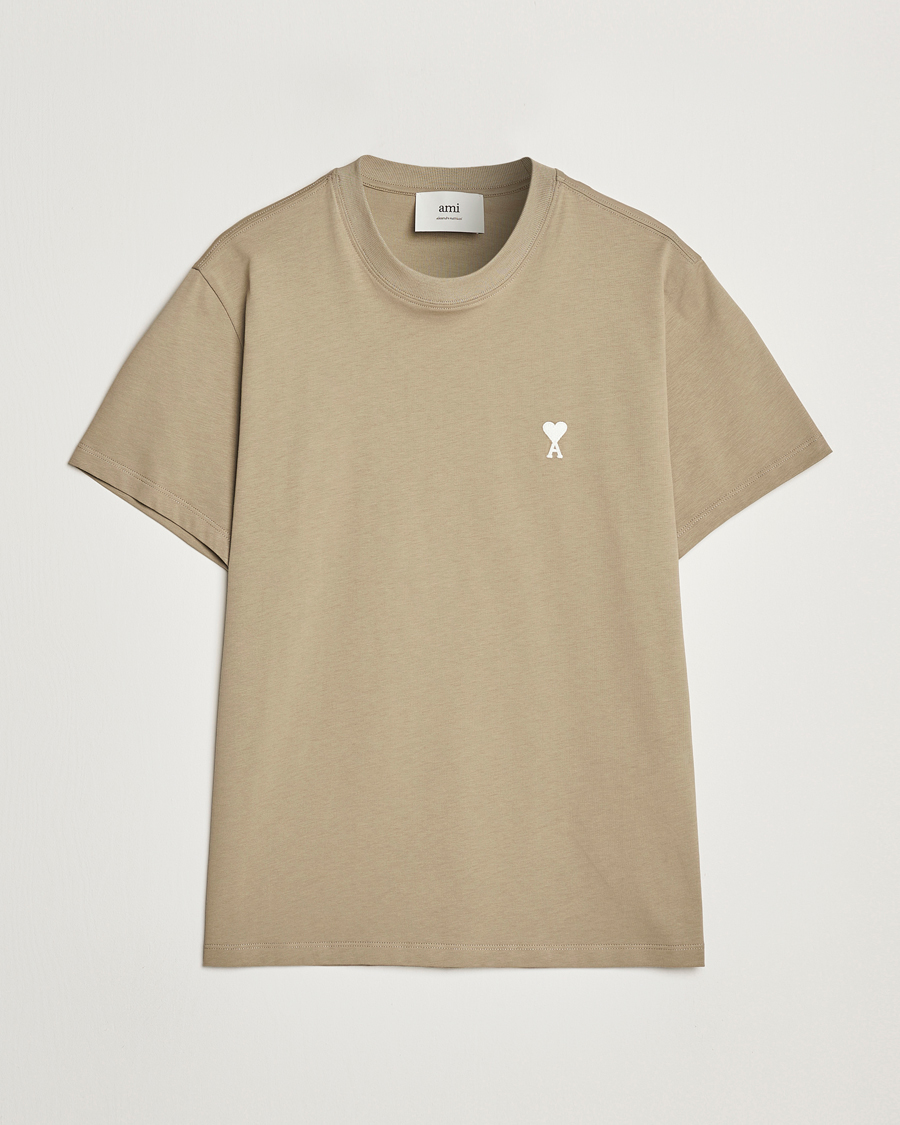 Heren | T-shirts | AMI | Off White Heart Logo T-Shirt Beige