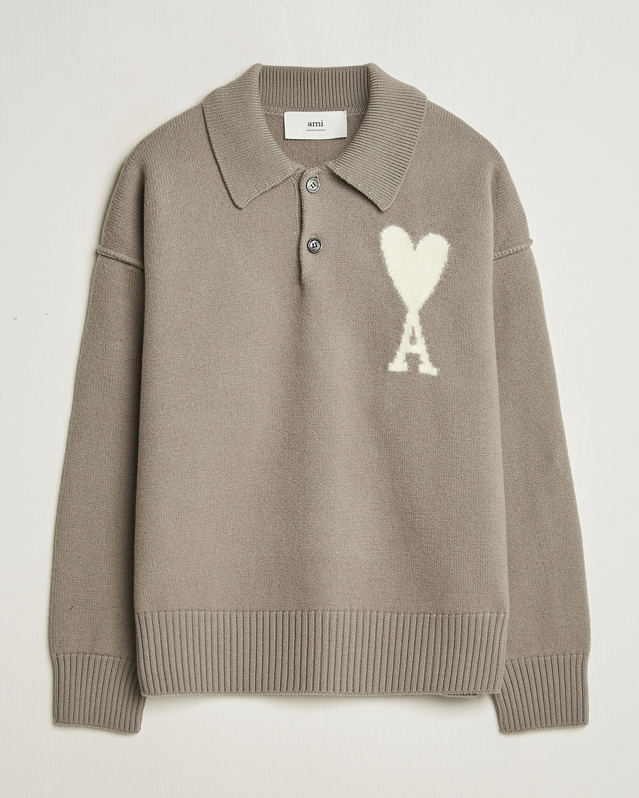 Heren | Truien | AMI | Big Heart Wool Polo Ash