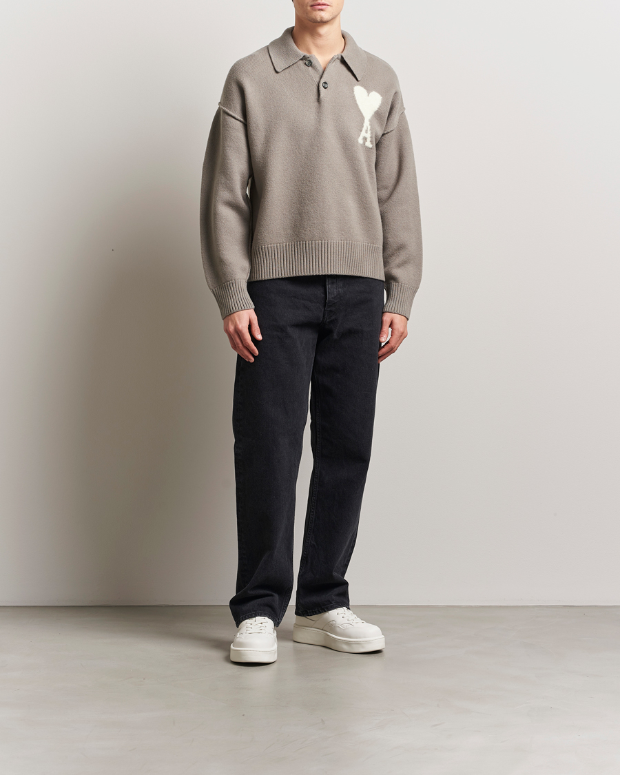 Heren | Truien | AMI | Big Heart Wool Polo Ash