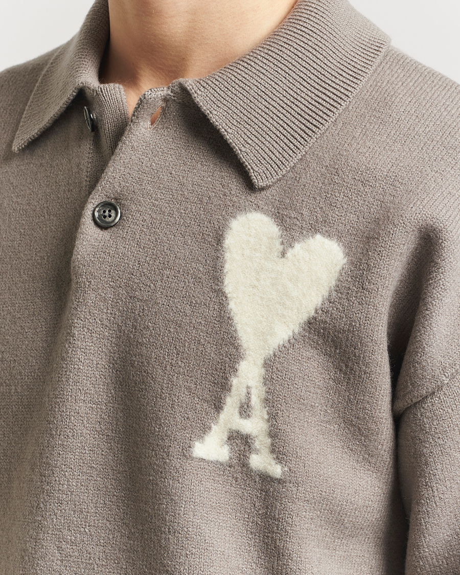 Heren | Truien | AMI | Big Heart Wool Polo Ash