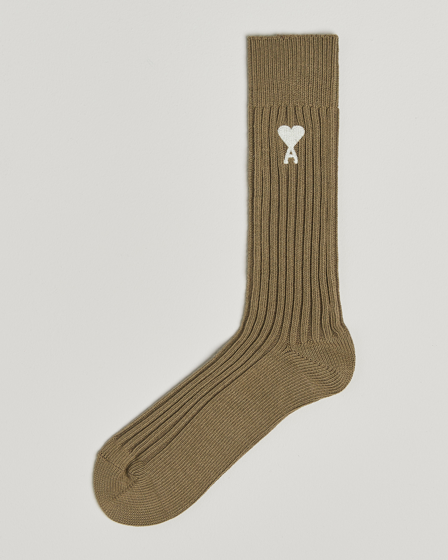 Heren | Ondergoed | AMI | Logo Ribbed Sock Green