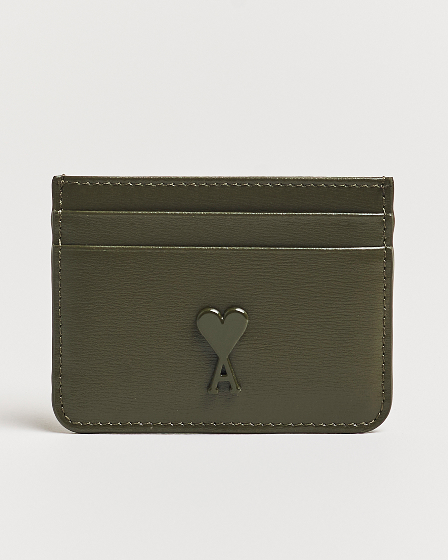 Heren | AMI Tonal Heart Logo Card Holder Dark Olive | AMI | Tonal Heart Logo Card Holder Dark Olive