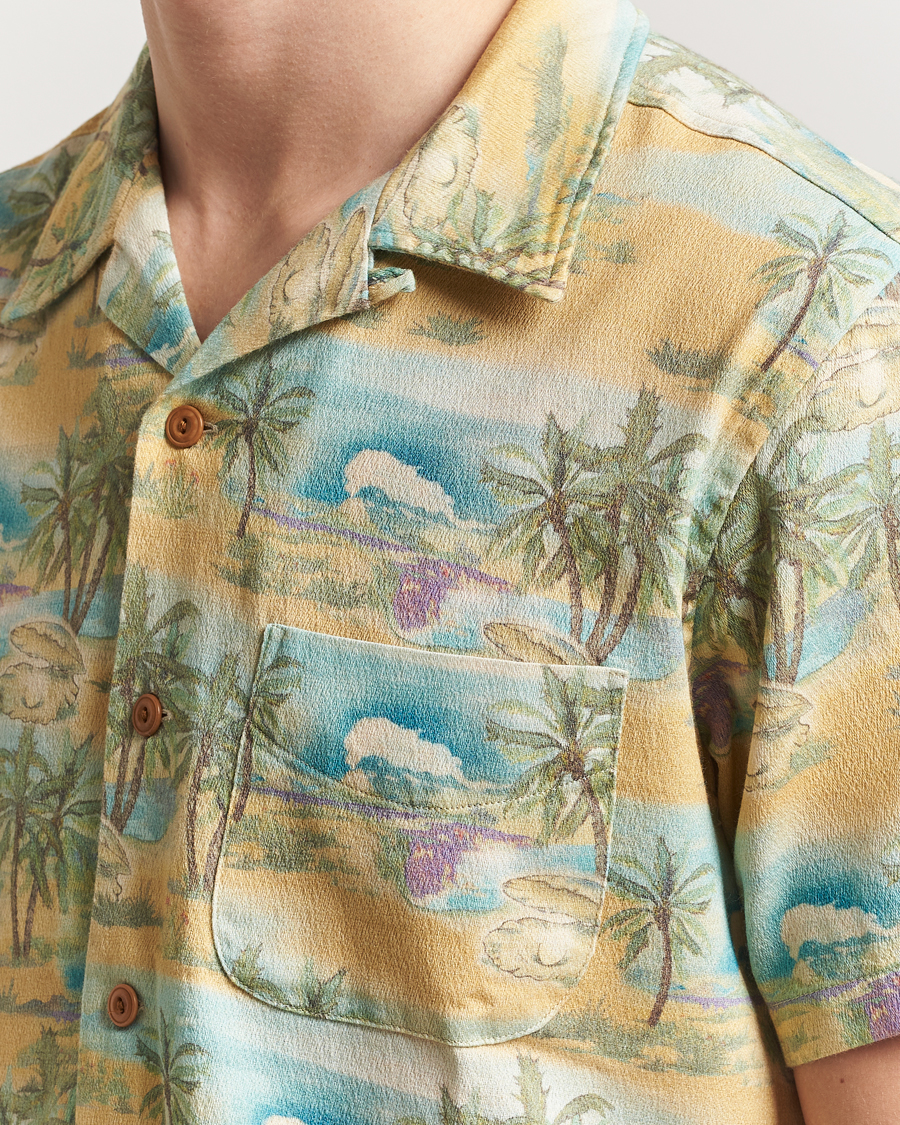 Heren | Overhemden | Nudie Jeans | Arvid Printed Short Sleeve Shirt Mustard