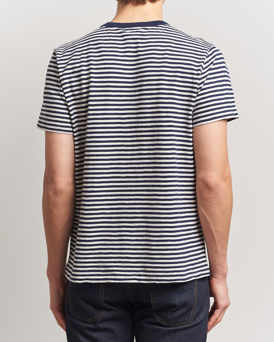 Heren | T-shirts | Nudie Jeans | Roy Striped Slub T-Shirt Blue/Off White