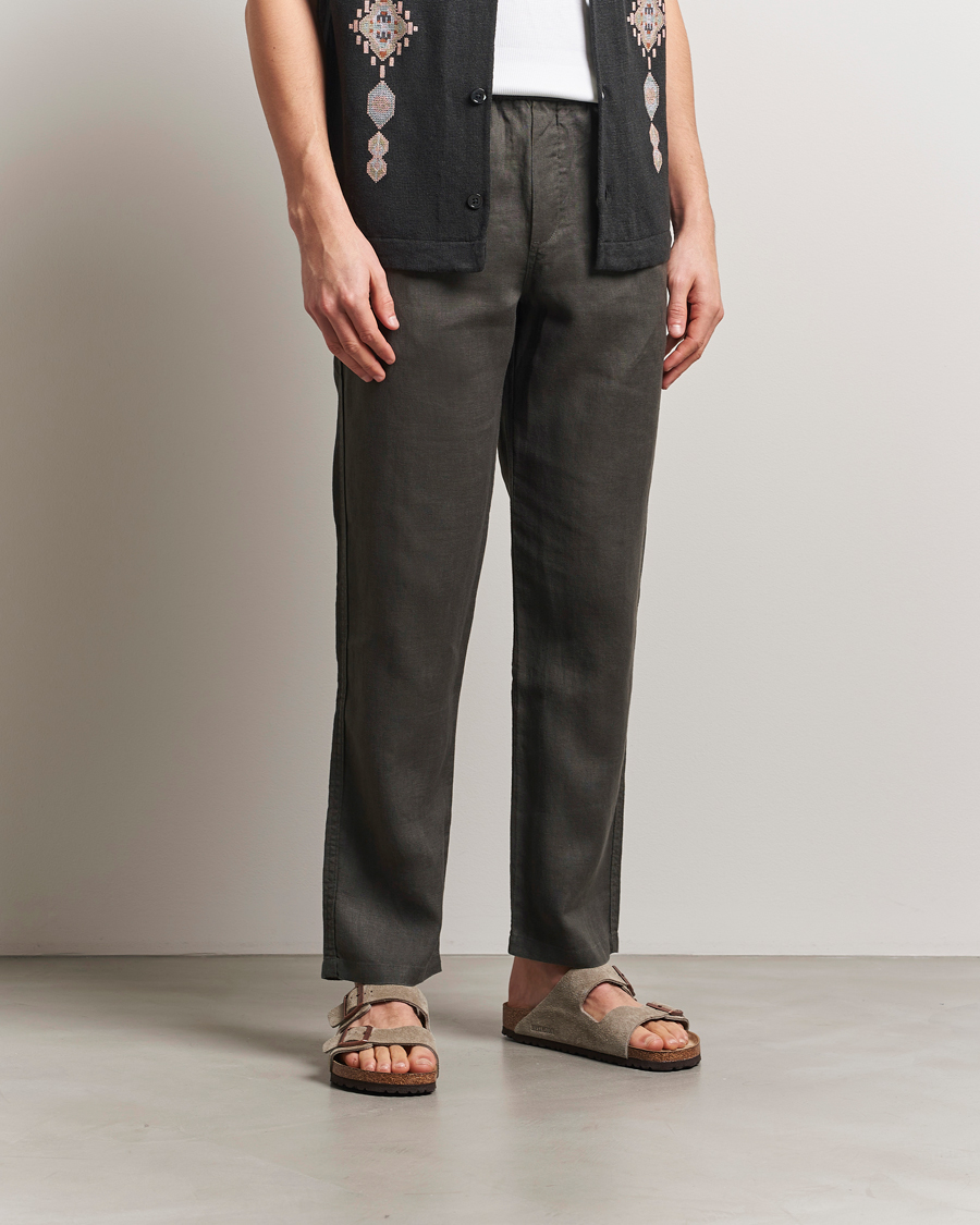 Heren | Broeken | Samsøe Samsøe | Jabari Linen Drawstring Trousers Beluga Grey