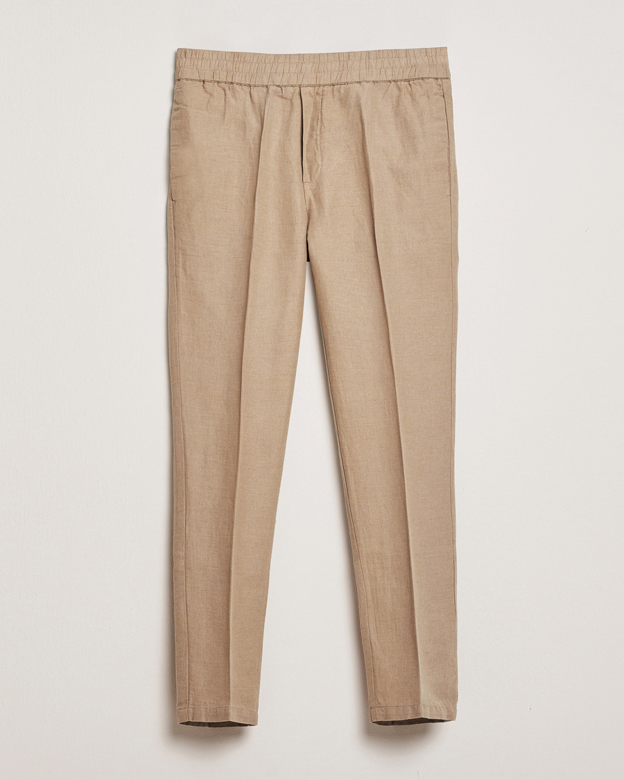 Heren | Broeken | Samsøe Samsøe | Smithy Linen/Cotton Drawstring Trousers Greige