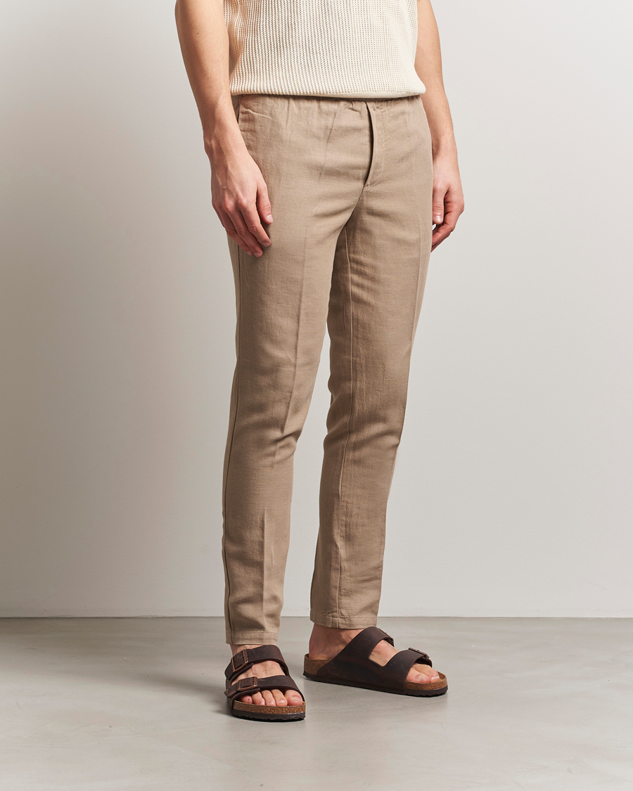 Heren | Broeken | Samsøe Samsøe | Smithy Linen/Cotton Drawstring Trousers Greige