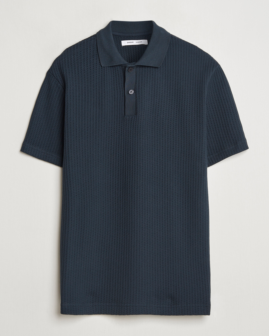Heren | Polo's | Samsøe Samsøe | Jase Structured Knitted Polo Salute Navy
