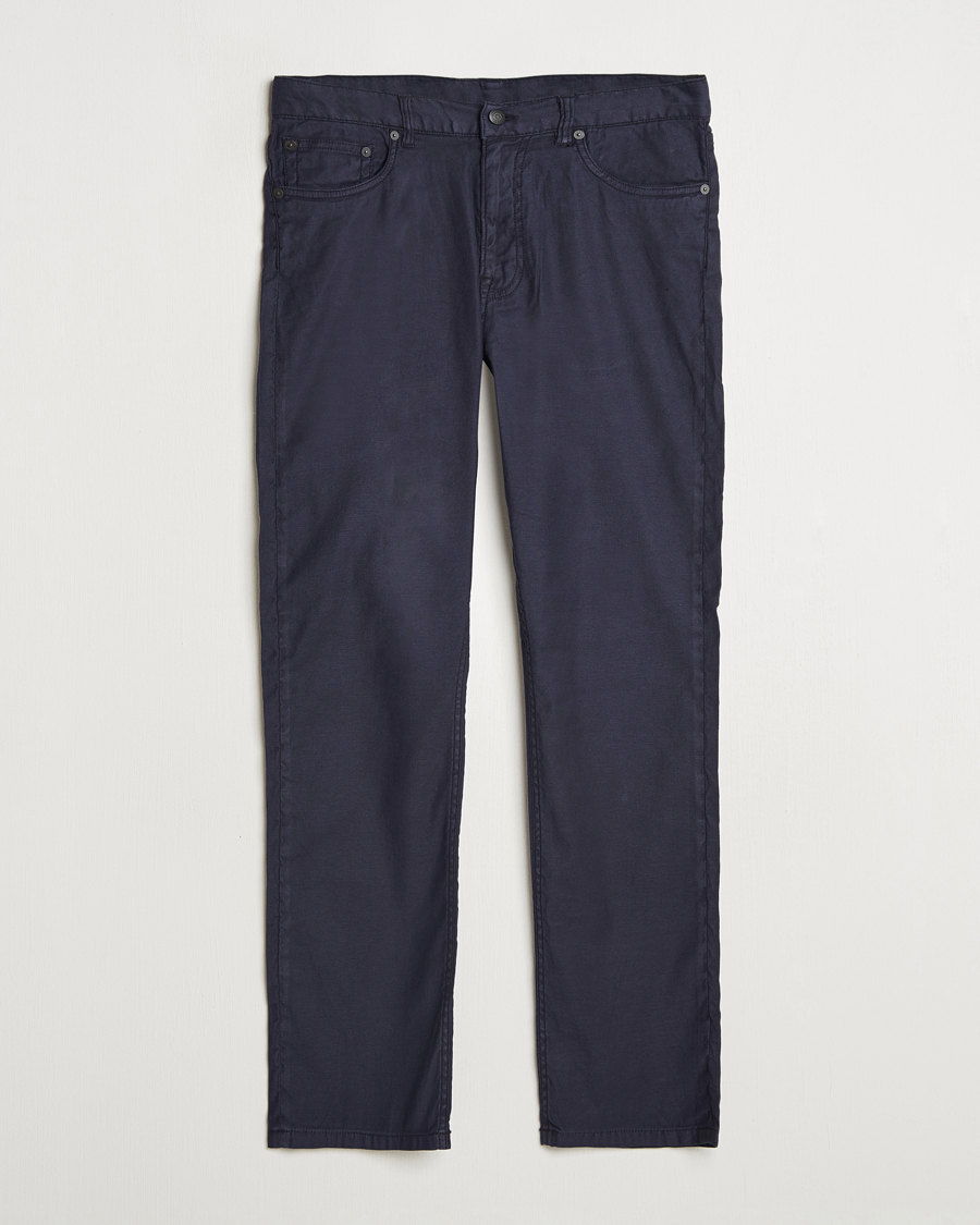 Heren | Broeken | GANT | Regular Cotton/Linen 5-Pocket Pants Evening Blue