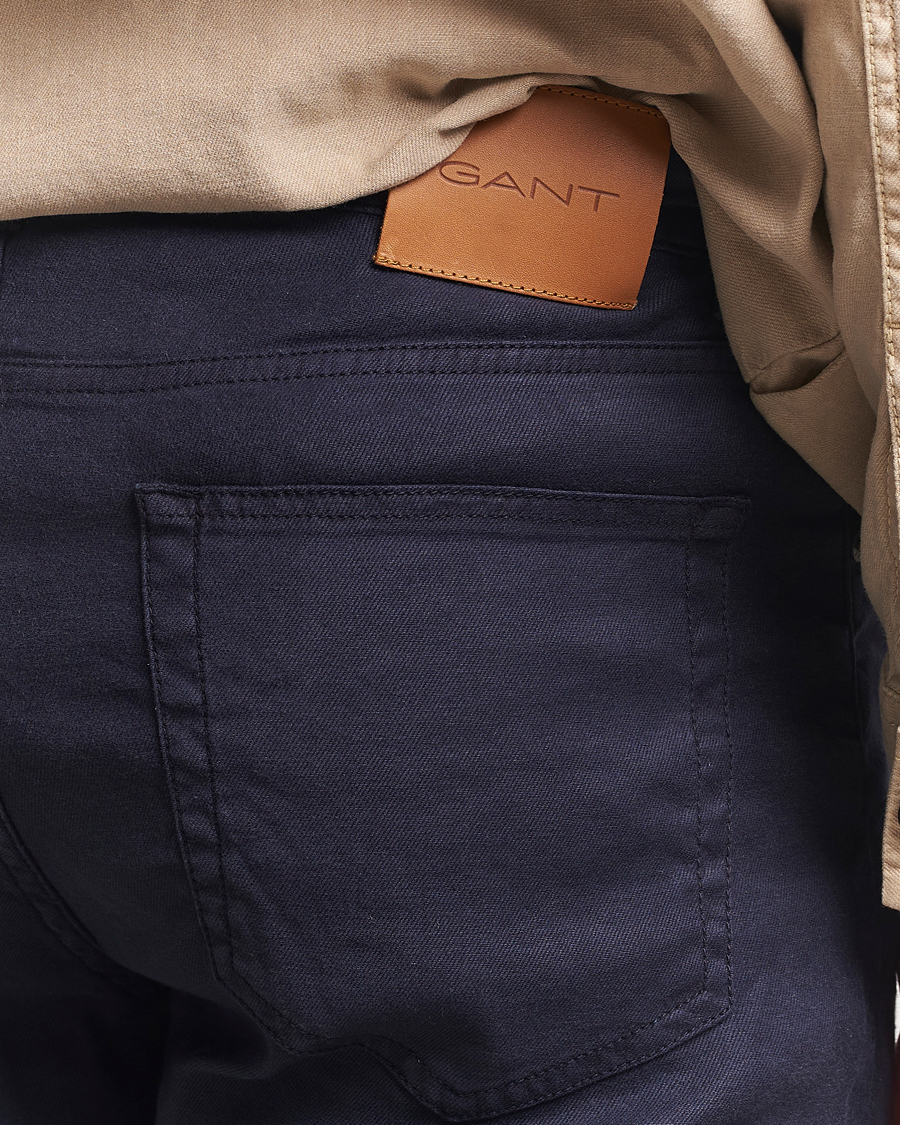 Heren | Broeken | GANT | Regular Cotton/Linen 5-Pocket Pants Evening Blue