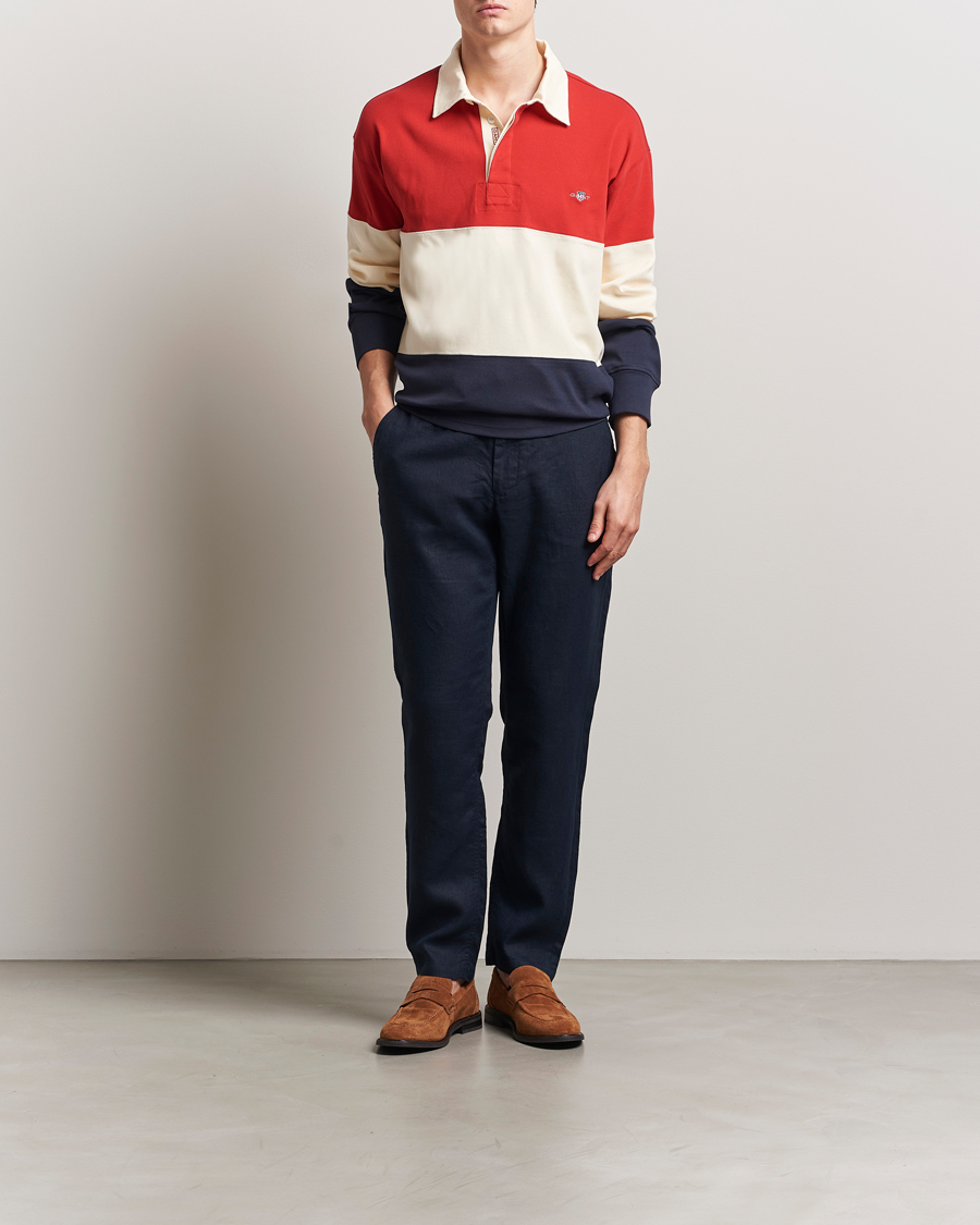 Heren | Broeken | GANT | Relaxed Linen Drawstring Pants Evening Blue