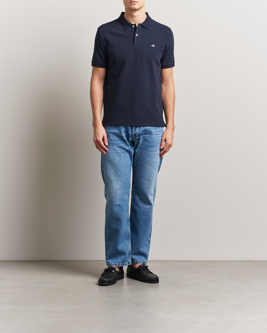 Heren | Polo's | GANT | Textured Polo Evening Blue