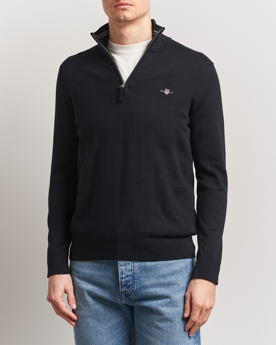 Heren | Truien | GANT | Classic Cotton Half Zip Black