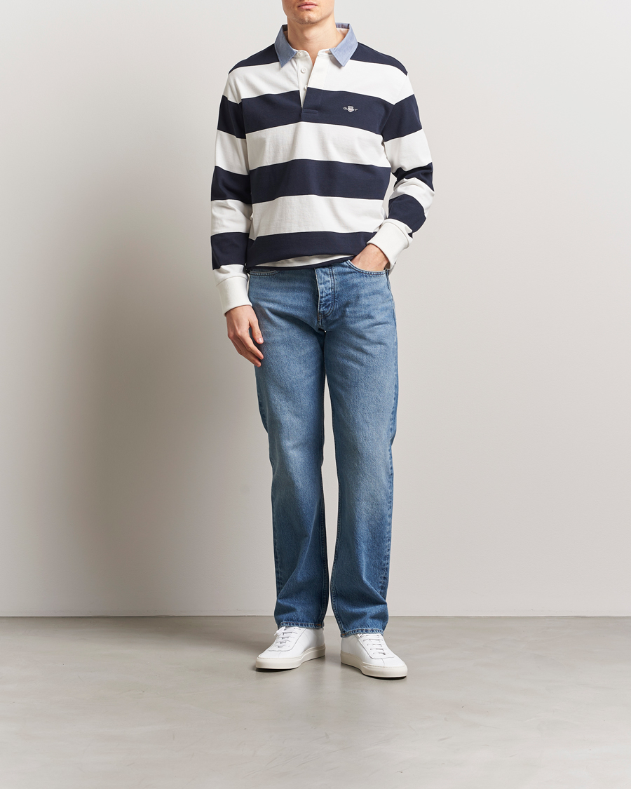 Heren | Truien | GANT | Chambray Barstriped Rugger Eggshell