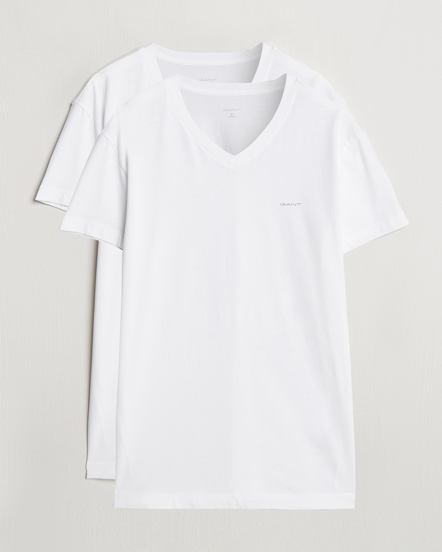 Heren | T-shirts | GANT | 2-Pack V-Neck T-shirt White