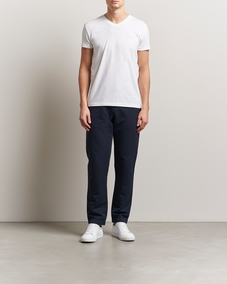 Heren | T-shirts | GANT | 2-Pack V-Neck T-shirt White