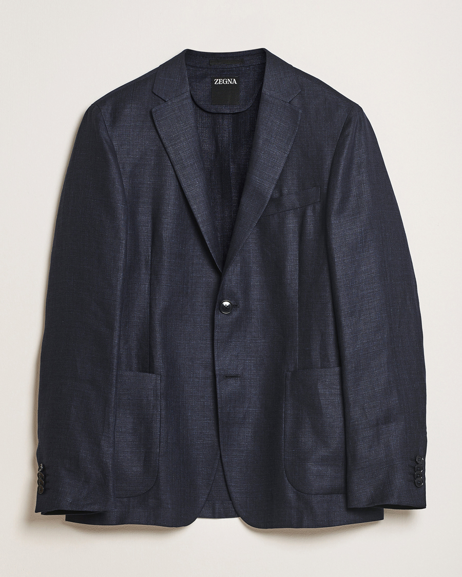 Heren | Blazers | Zegna | Unconstructed Wool/Linen Blazer Navy