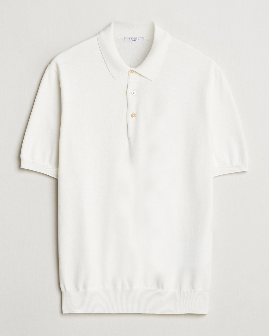 Heren | Polo's | Boglioli | Short Sleeve Knitted Polo White
