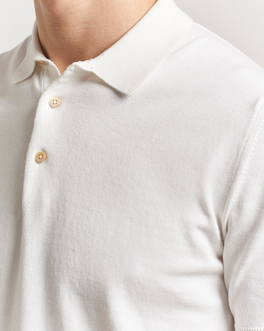 Heren | Polo's | Boglioli | Short Sleeve Knitted Polo White
