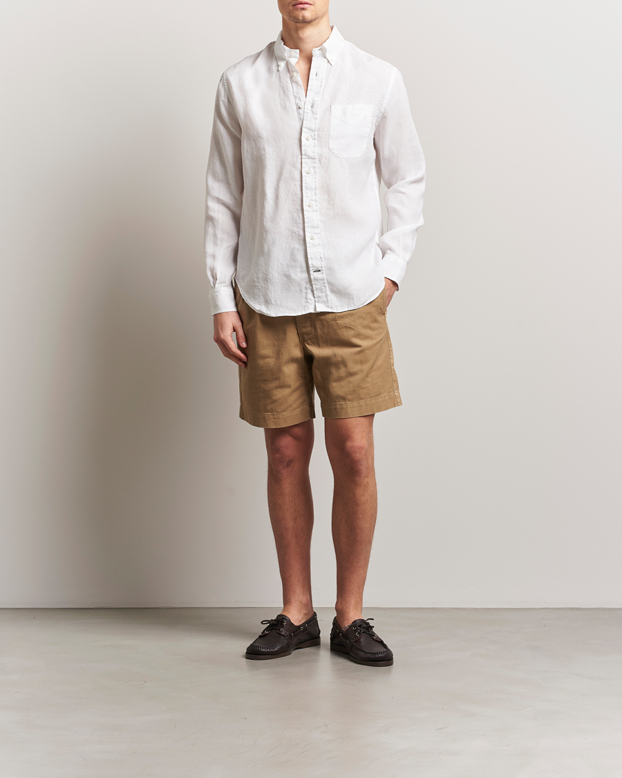 Heren | Overhemden | Gitman Vintage | Button Down Linen Shirt White
