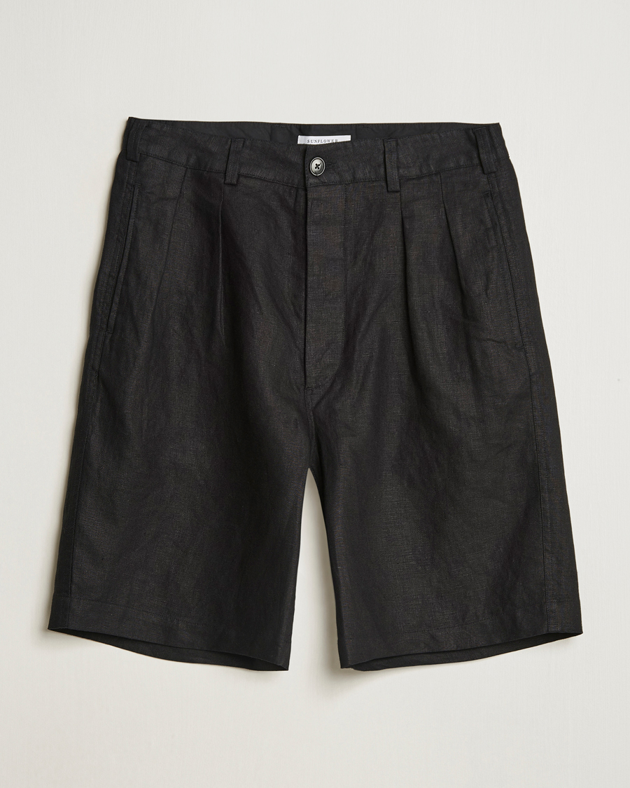 Heren | Korte broek | Sunflower | Pleated Linen Shorts Black