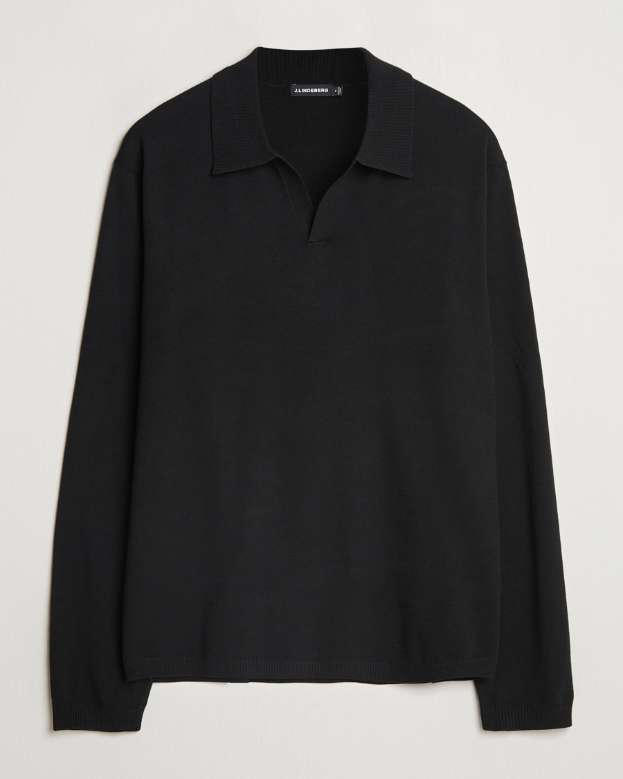 Heren | Truien | J.Lindeberg | Rowan Long Sleeve Polo Black