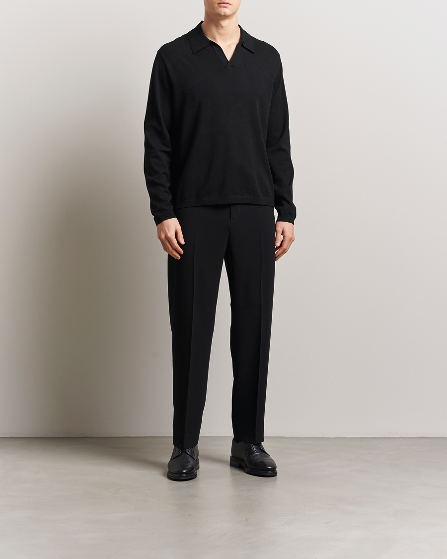 Heren | Truien | J.Lindeberg | Rowan Long Sleeve Polo Black
