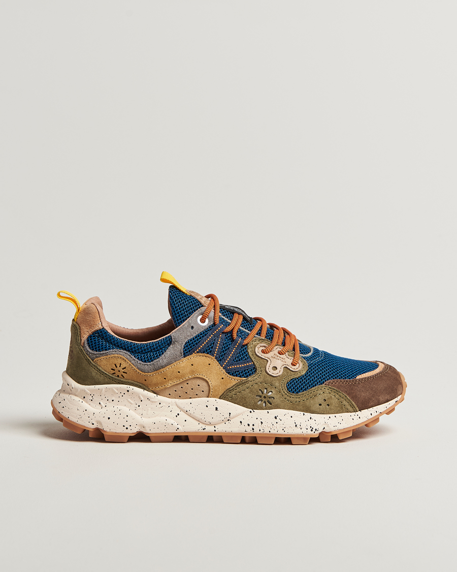 Heren | Flower Mountain Yamano 3 Suede/Nylon Mesh Sneaker Green/Brown/Blue | Flower Mountain | Yamano 3 Suede/Nylon Mesh Sneaker Green/Brown/Blue