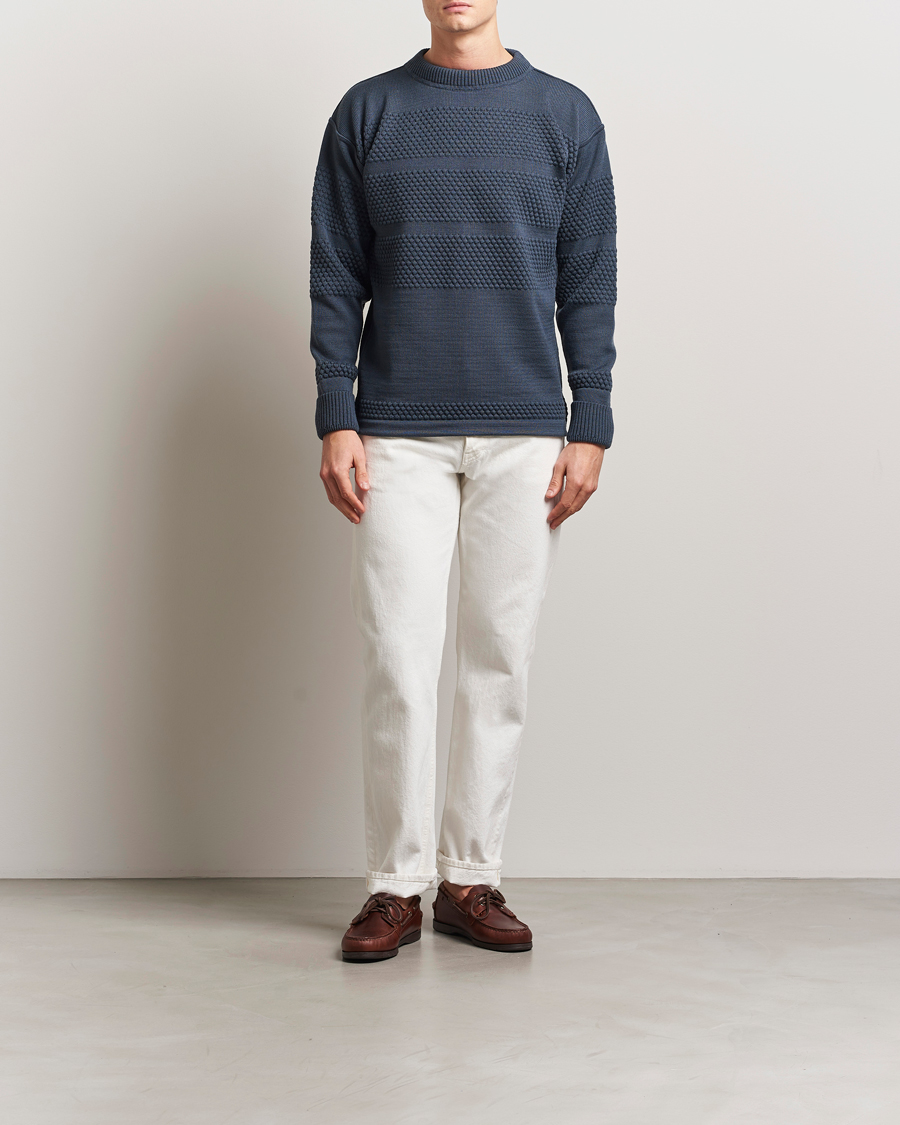 Heren | Truien | S.N.S. Herning | Fisherman Wool Crew Neck Sweater Faded Mineral Blue