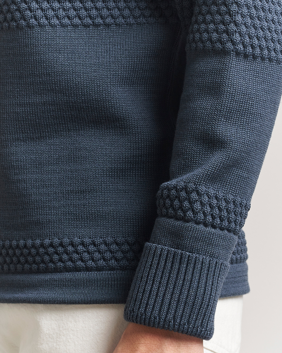 Heren | Truien | S.N.S. Herning | Fisherman Wool Crew Neck Sweater Faded Mineral Blue