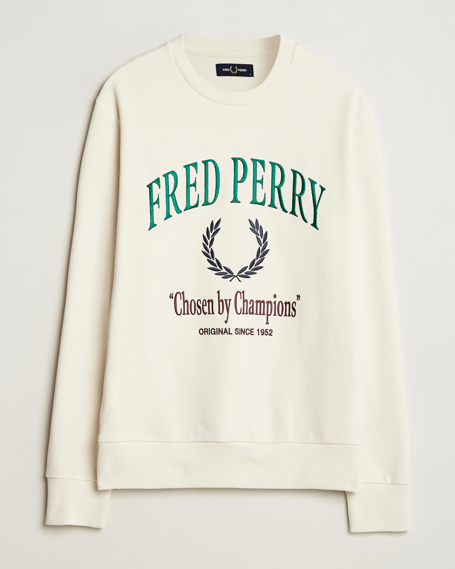 Heren | Truien | Fred Perry | Embroidered Champion Sweatshirt Ecru