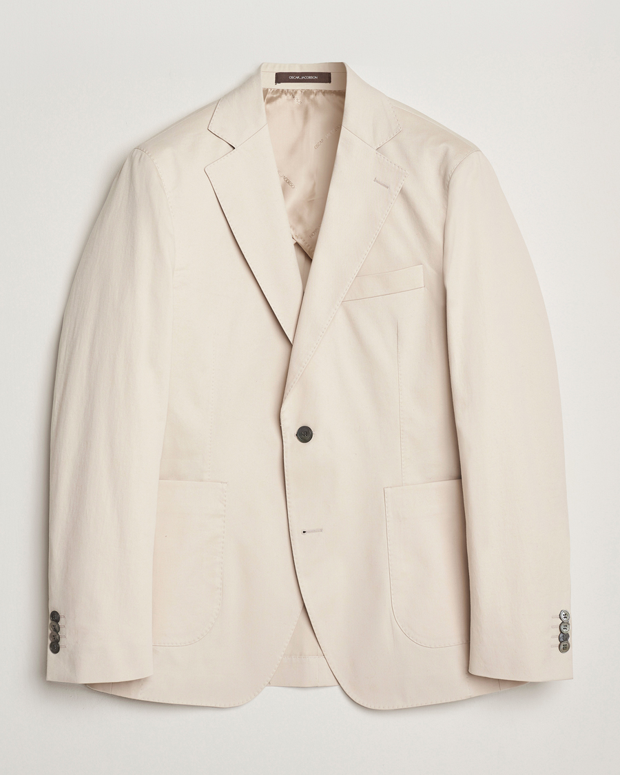 Heren | Blazers | Oscar Jacobson | Ferry Patch Cotton Blazer Beige