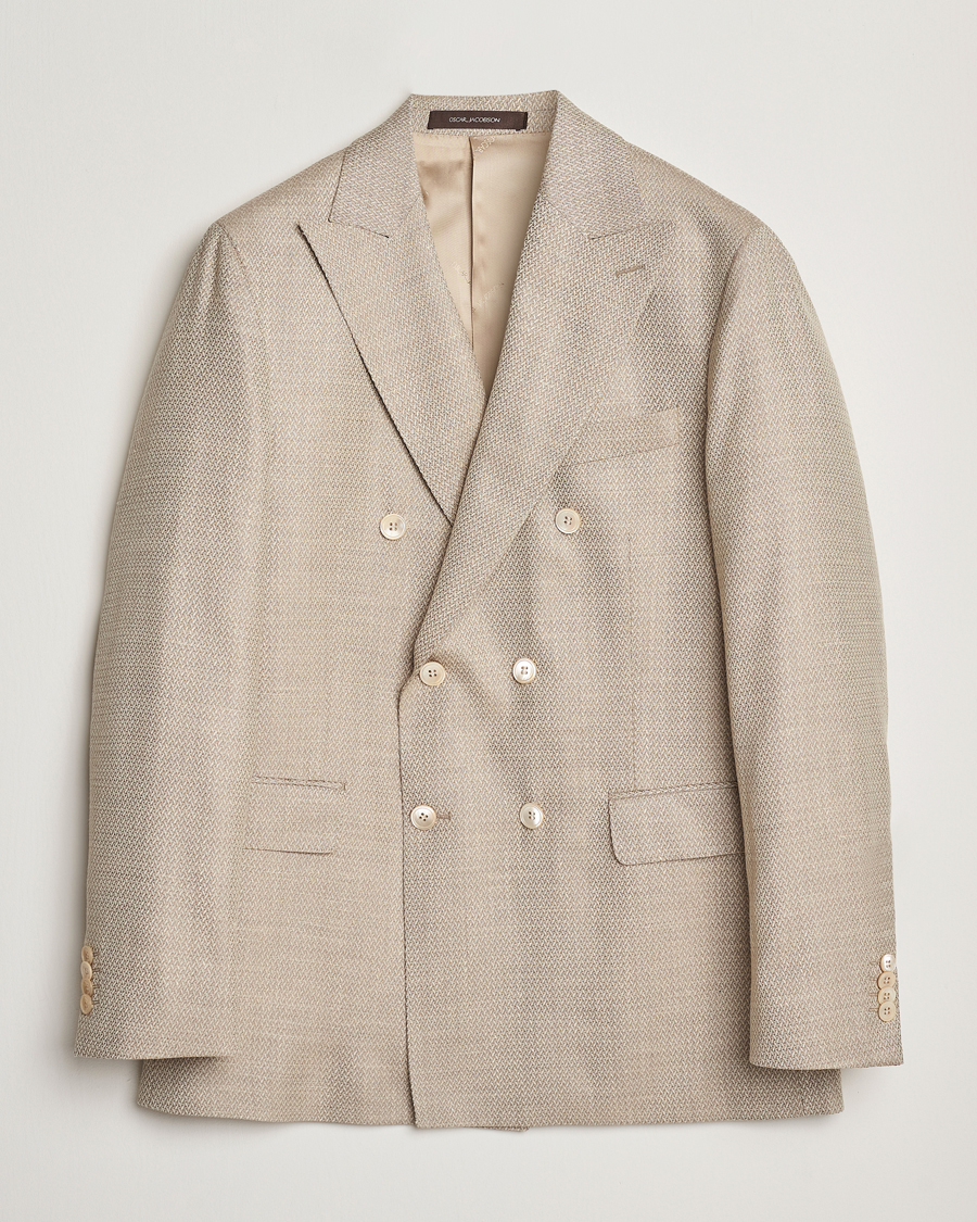 Heren | Blazers | Oscar Jacobson | Farris DB Loro Piana Wool/Silk/Linen Blazer Beige