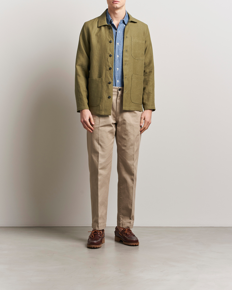 Heren | Overhemden | Peregrine | Grange Linen Shacket Khaki