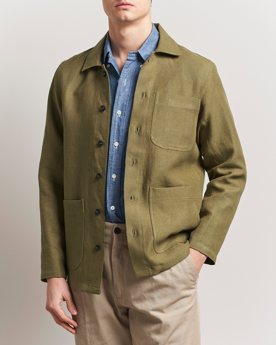 Heren | Overhemden | Peregrine | Grange Linen Shacket Khaki