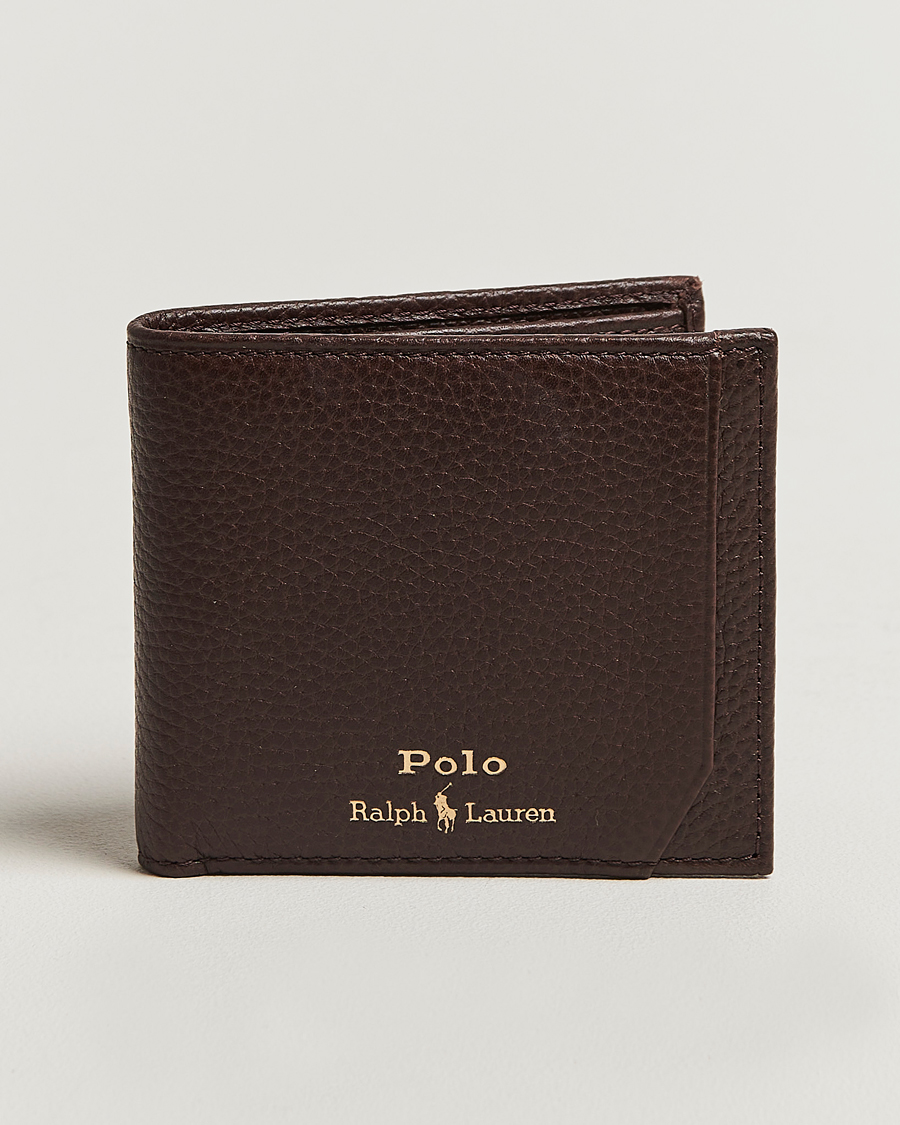 Heren | Polo Ralph Lauren Pebble Leather Billfold Wallet Dark Brown | Polo Ralph Lauren | Pebble Leather Billfold Wallet Dark Brown