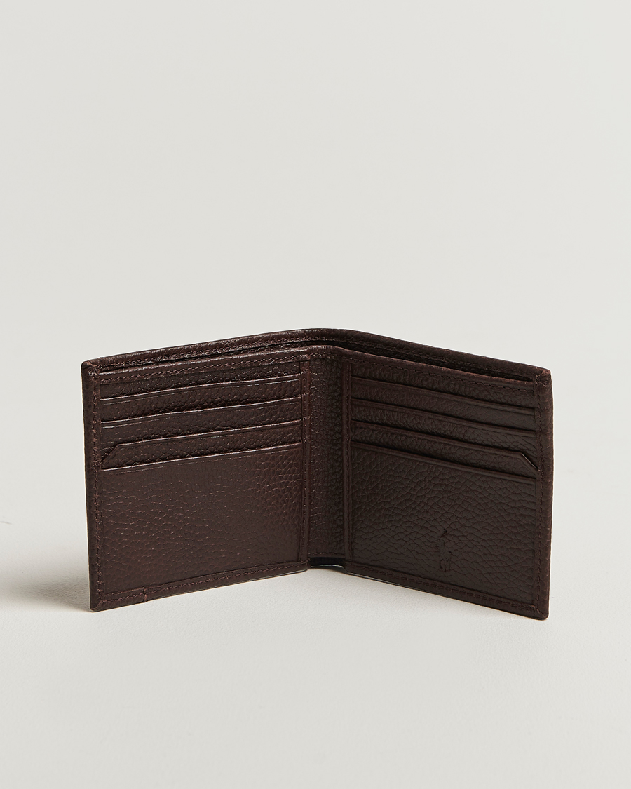 Heren | Polo Ralph Lauren Pebble Leather Billfold Wallet Dark Brown | Polo Ralph Lauren | Pebble Leather Billfold Wallet Dark Brown