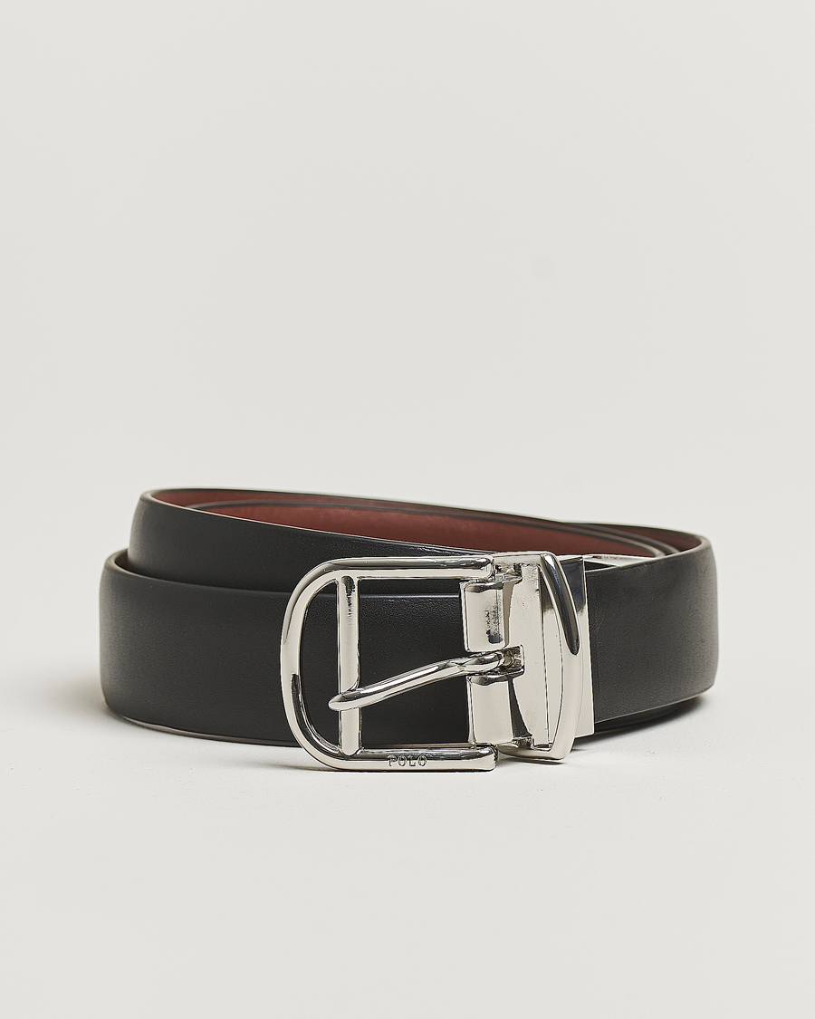 Heren | Polo Ralph Lauren Smooth Leather Belt Black/Cogniac | Polo Ralph Lauren | Smooth Leather Belt Black/Cogniac