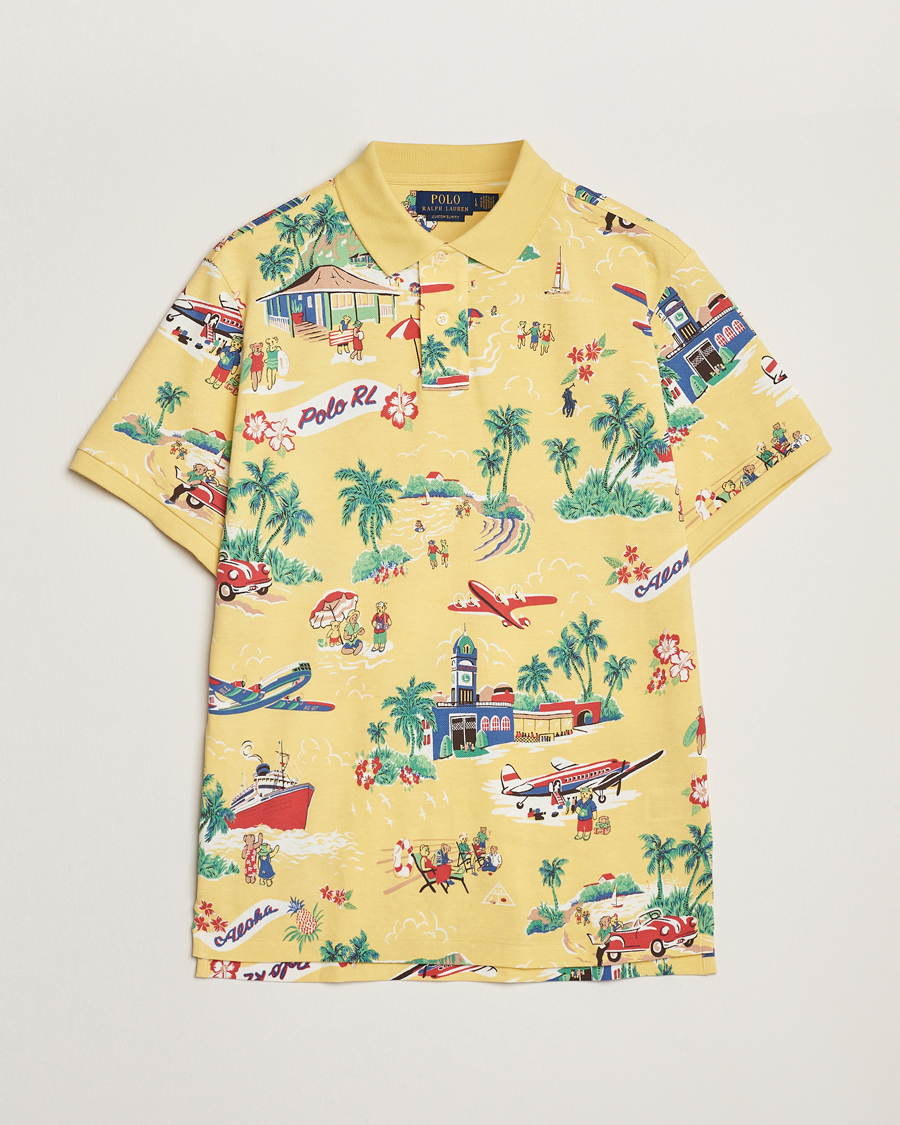 Heren | Polo's | Polo Ralph Lauren | Printed Mesh Polo Holiday Bear Yellow