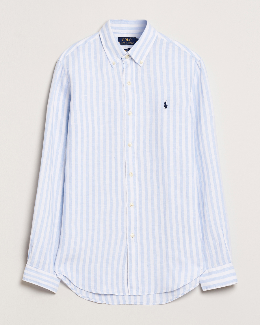 Heren | Overhemden | Polo Ralph Lauren | Custom Fit Striped Linen Shirt Office Blue/White