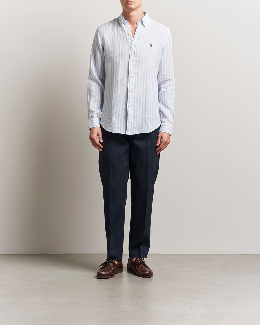 Heren | Overhemden | Polo Ralph Lauren | Custom Fit Striped Linen Shirt Office Blue/White