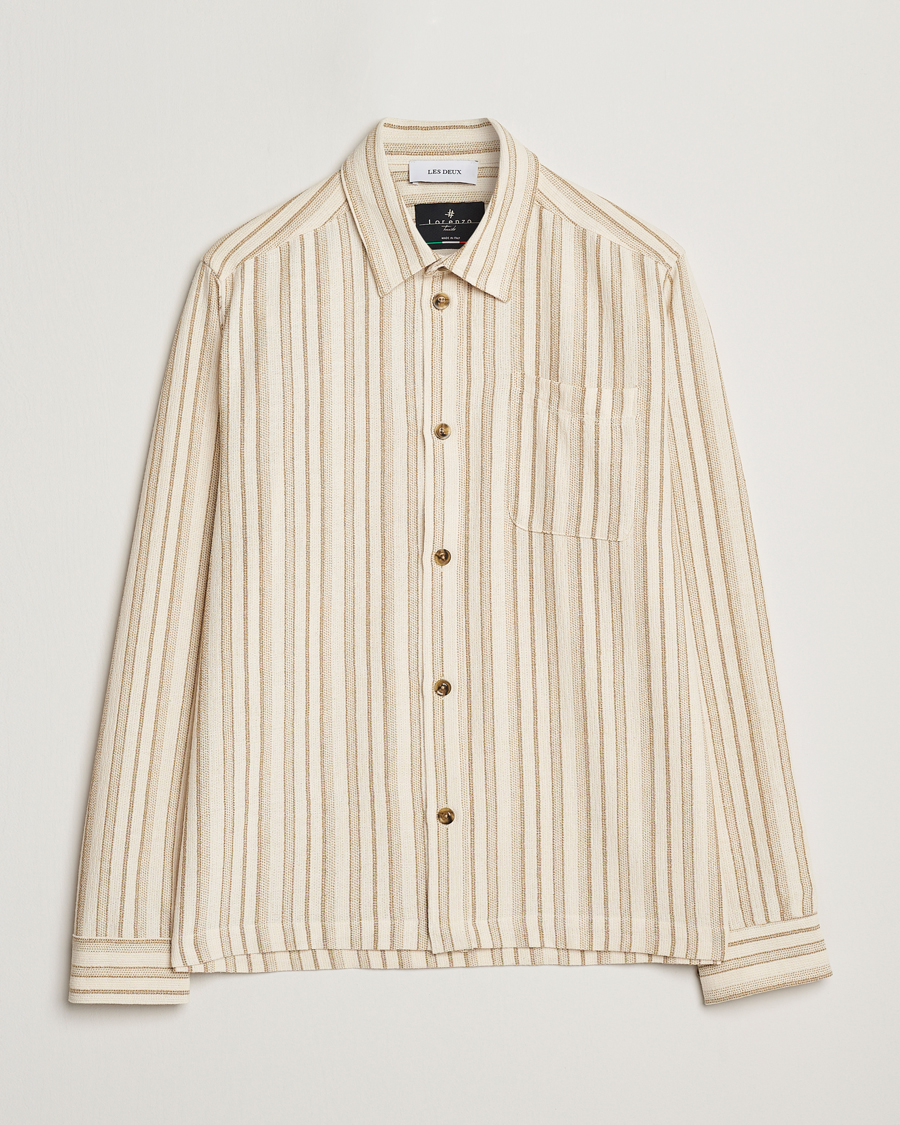 Heren | Overhemden | LES DEUX | Shane Stripe Cotton Overshirt Ivory
