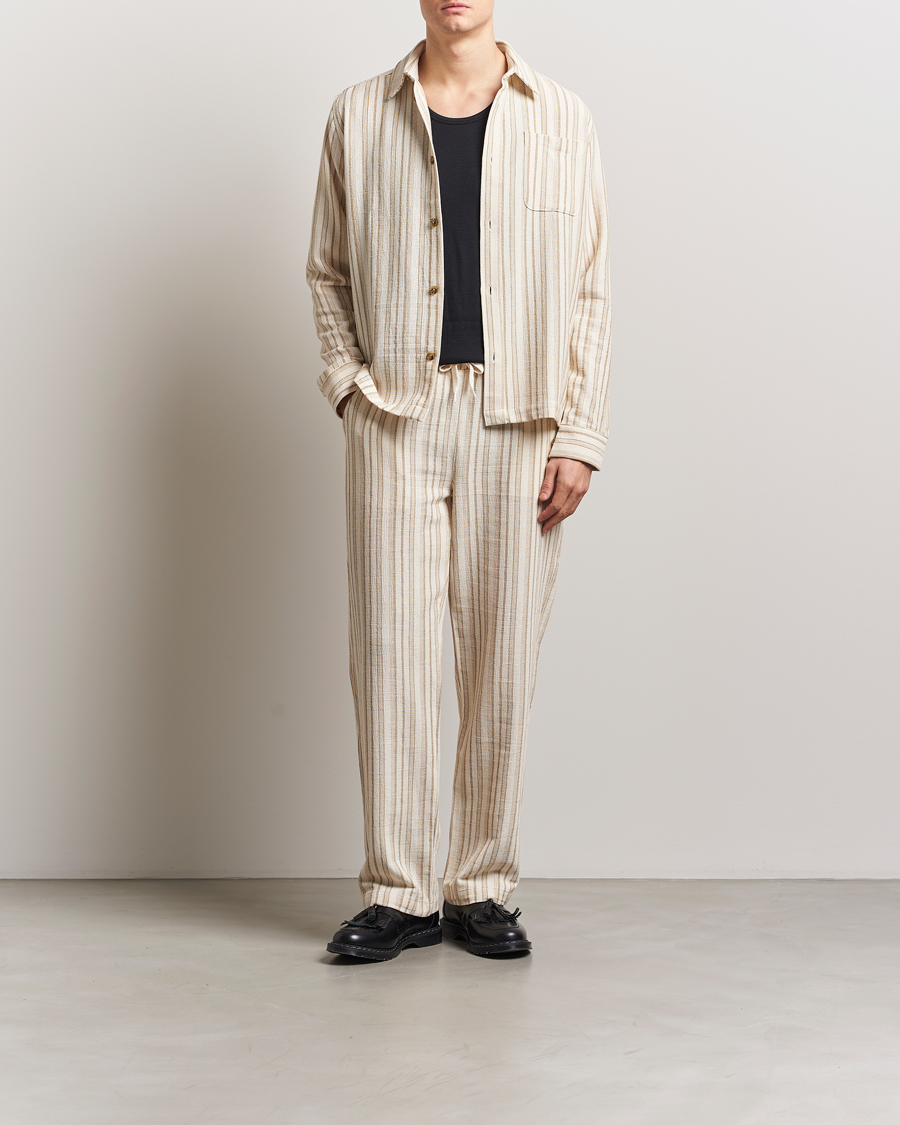 Heren | Overhemden | LES DEUX | Shane Stripe Cotton Overshirt Ivory