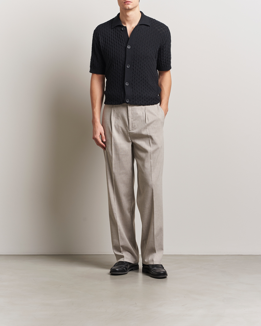 Heren | Overhemden | LES DEUX | Gespertus Knitted Short Sleeve Shirt Black
