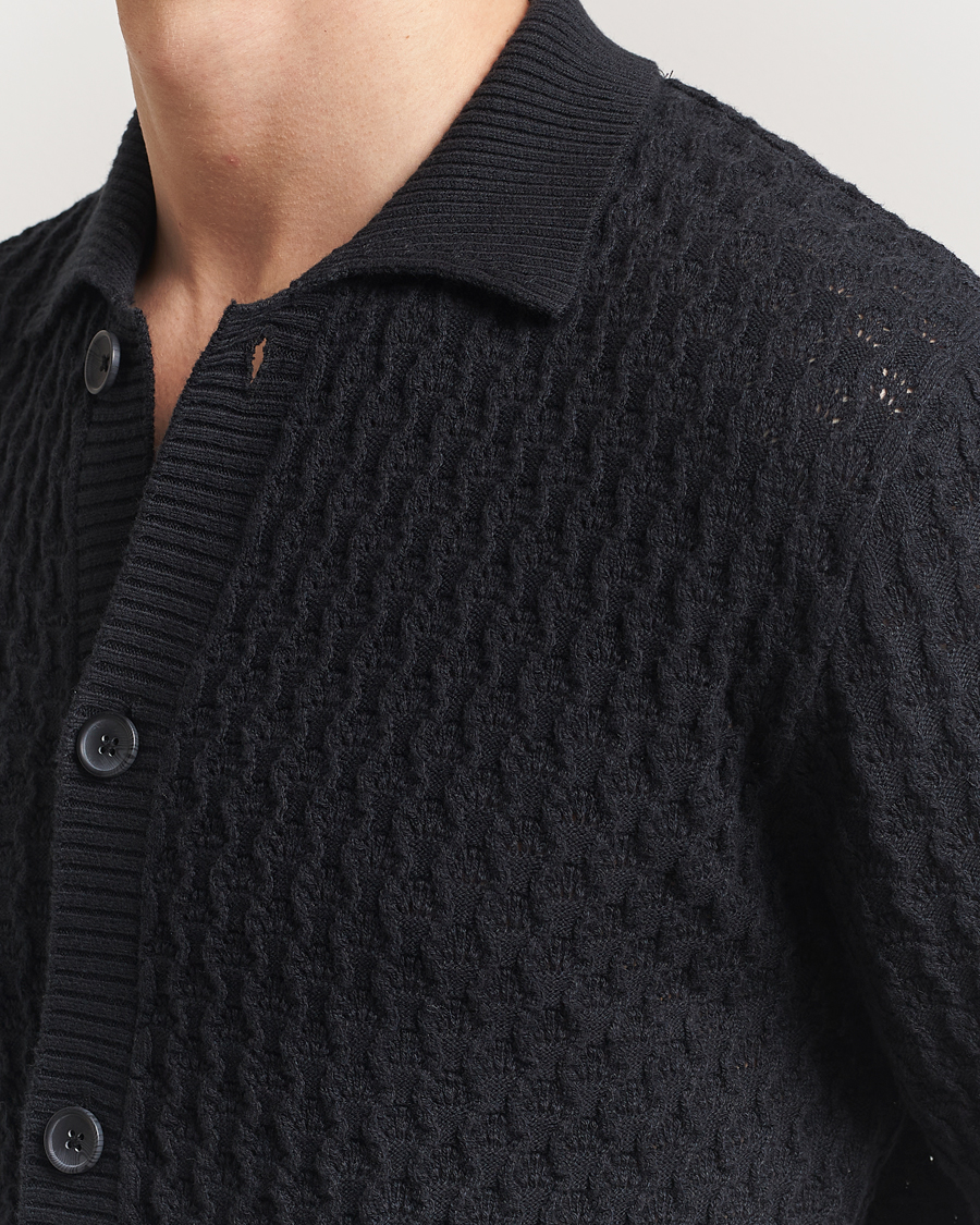 Heren | Overhemden | LES DEUX | Gespertus Knitted Short Sleeve Shirt Black