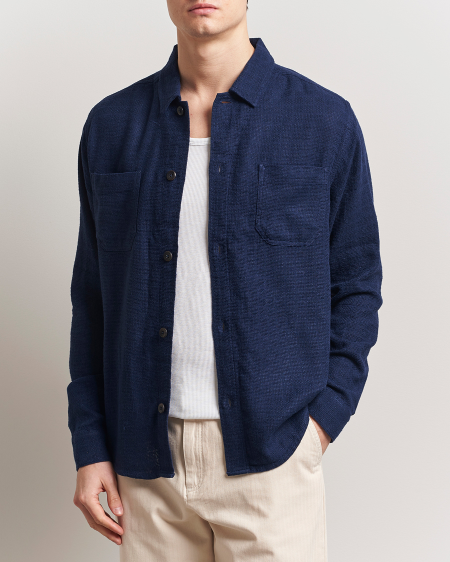 Heren | Overhemden | LES DEUX | Hamilton Viscose/Linen Overshirt Navy
