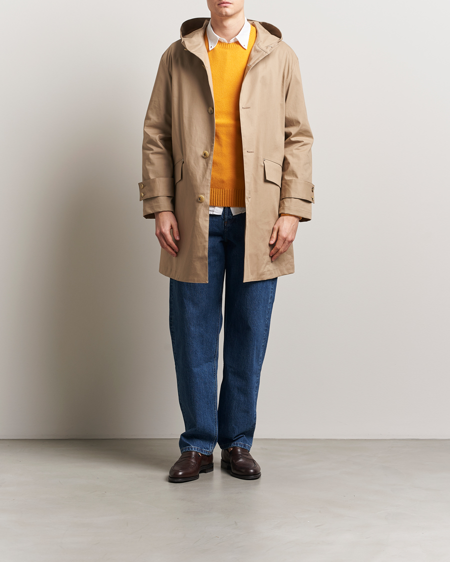 Heren | Jassen | Mackintosh | Humbie GTS Hooded Car Coat Fawn