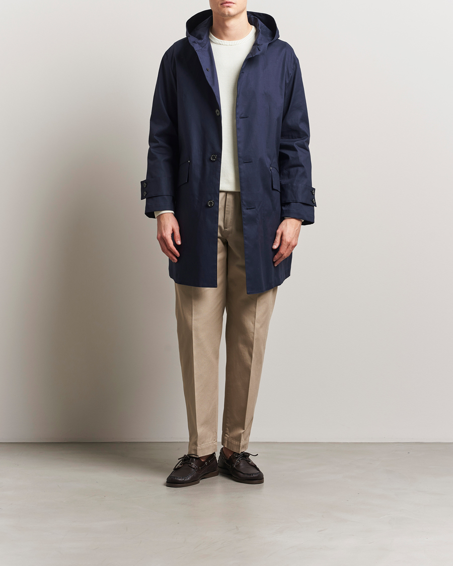 Heren | Jassen | Mackintosh | Humbie GTS Hooded Car Coat Navy