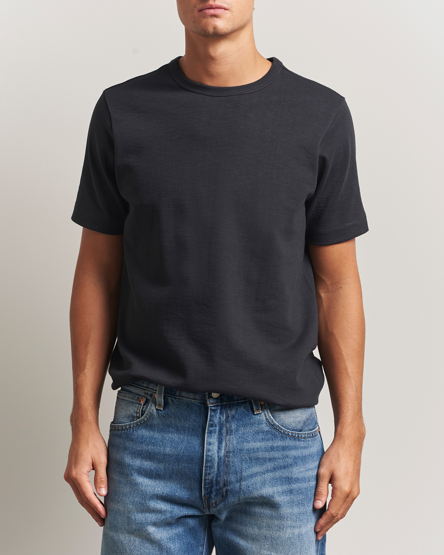 Heren | T-shirts | Merz b. Schwanen | Relaxed Fit Loopwheeled Heavy T-Shirt Charcoal